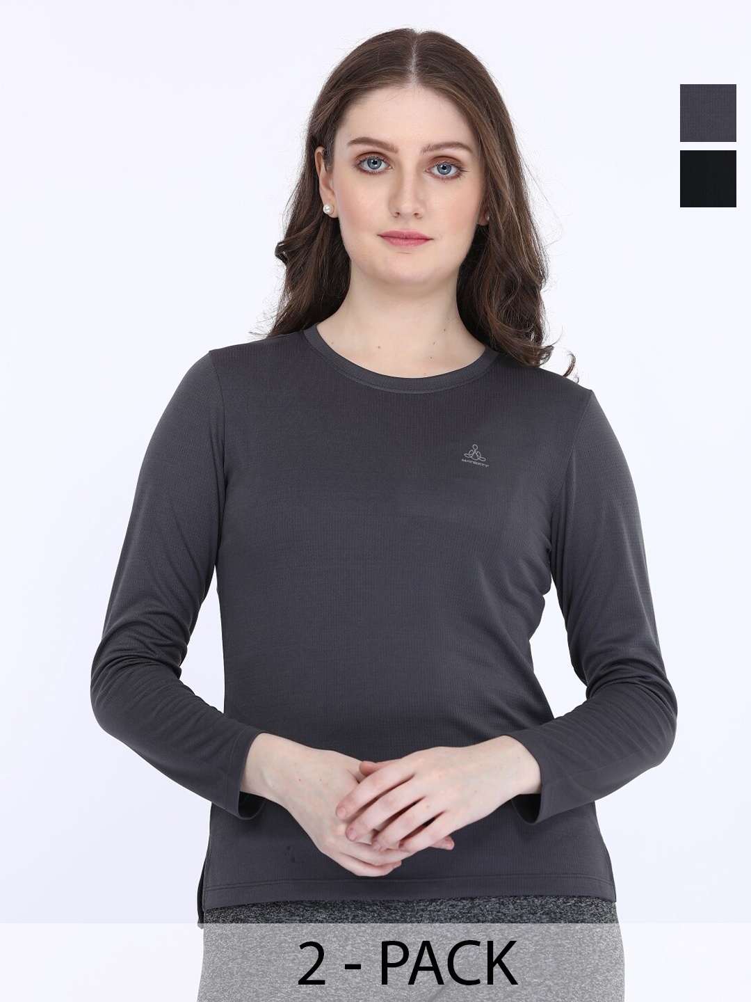 

MAYSIXTY Pack Of 2 Long Sleeves T-shirts, Grey