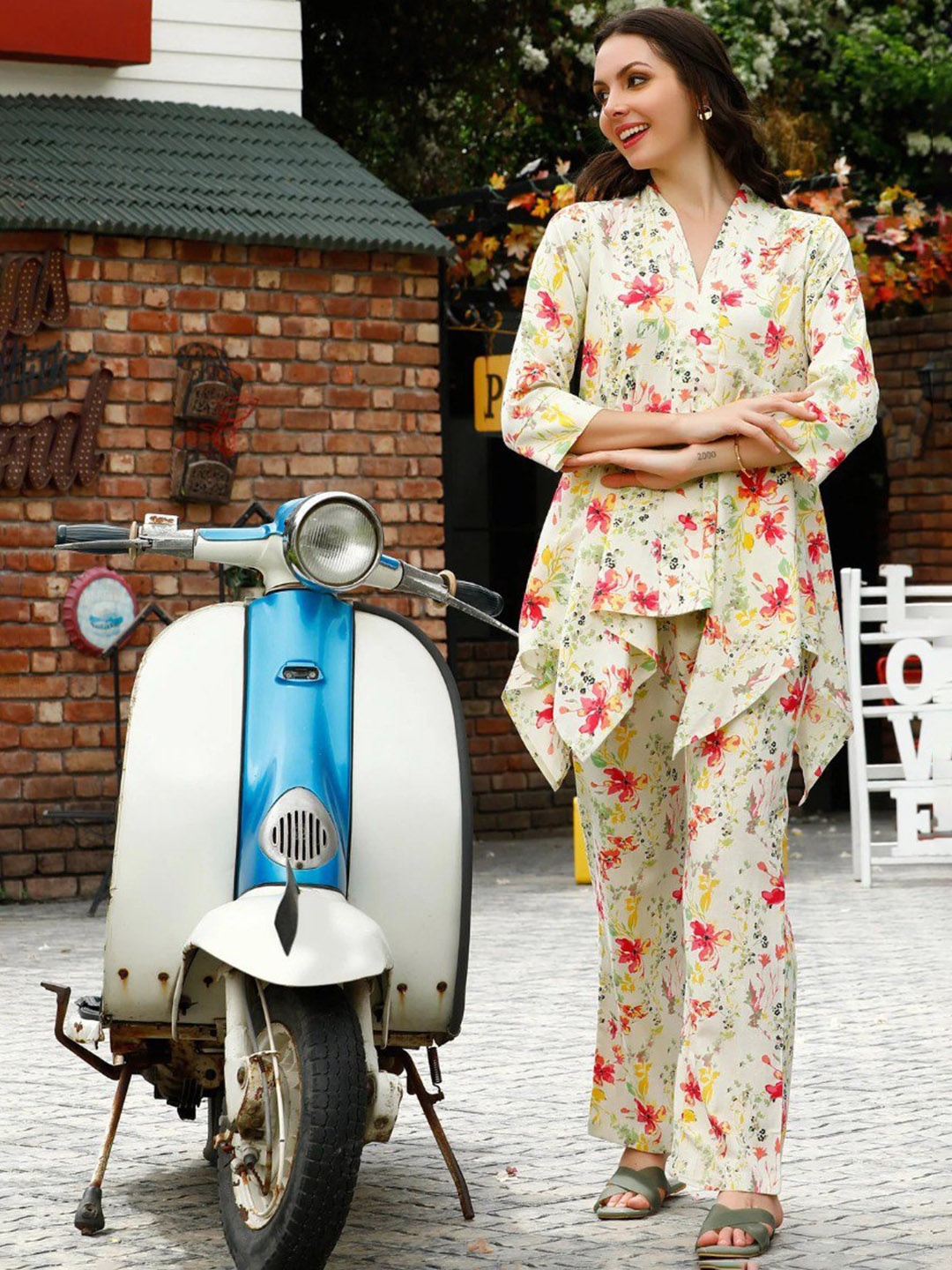 

ISHA TRADE Printed Cotton Co-Ords, Yellow