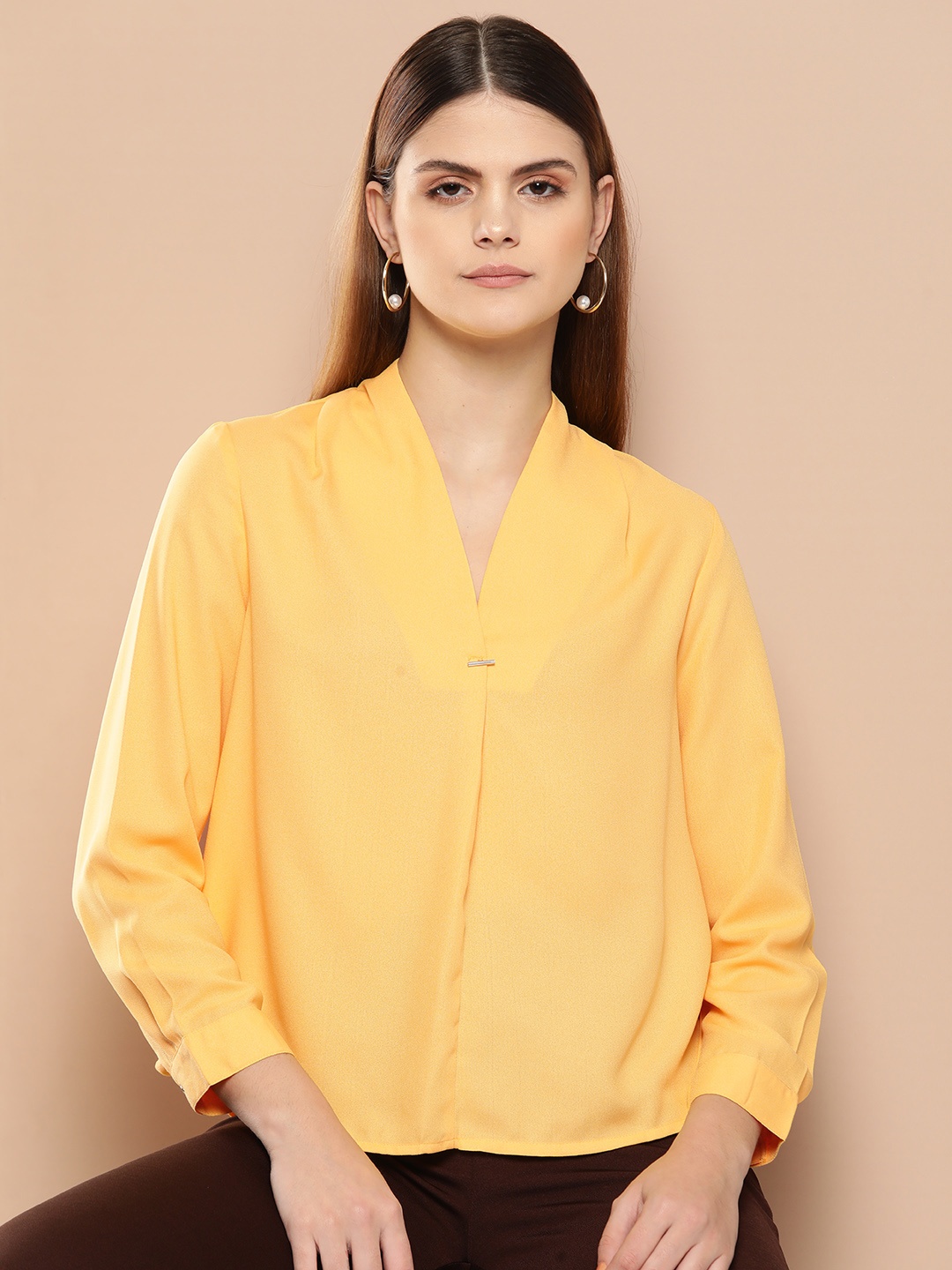 

her by invictus Solid Shirt Style Top, Yellow