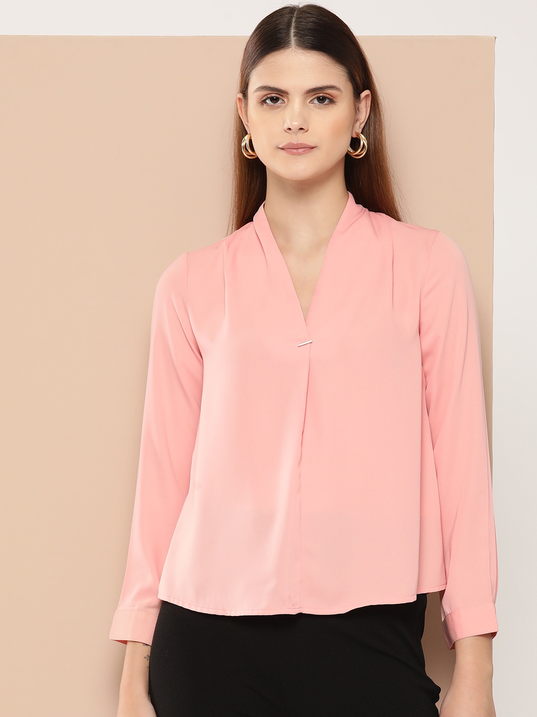 

her by invictus Solid Shirt Style Top, Pink