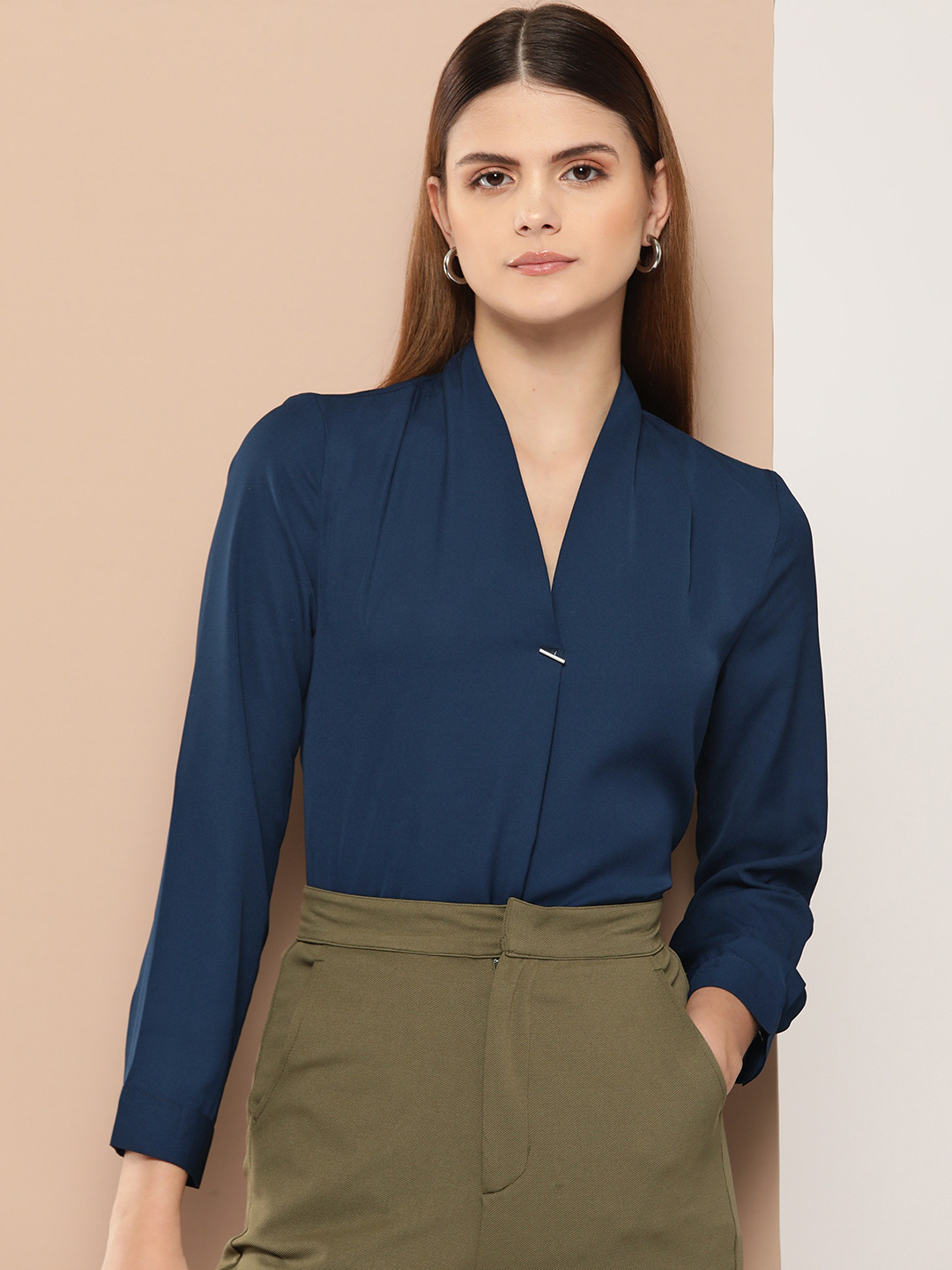 

her by invictus Solid Shirt Style Top, Navy blue