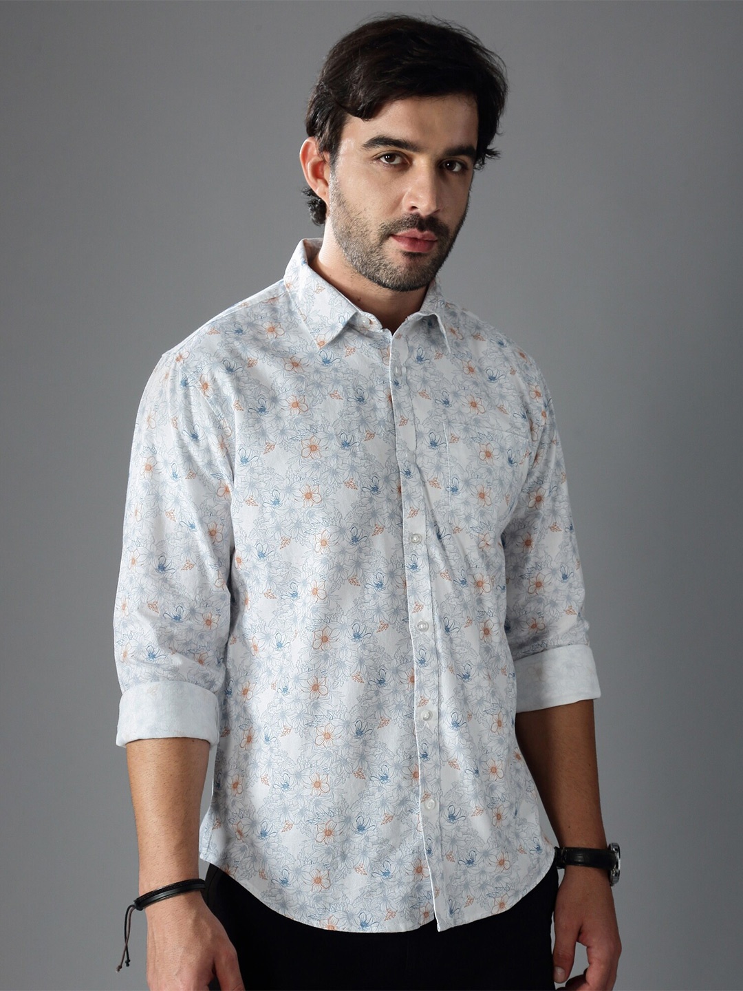 

British Club Men White Standard Slim Fit Casual Shirt