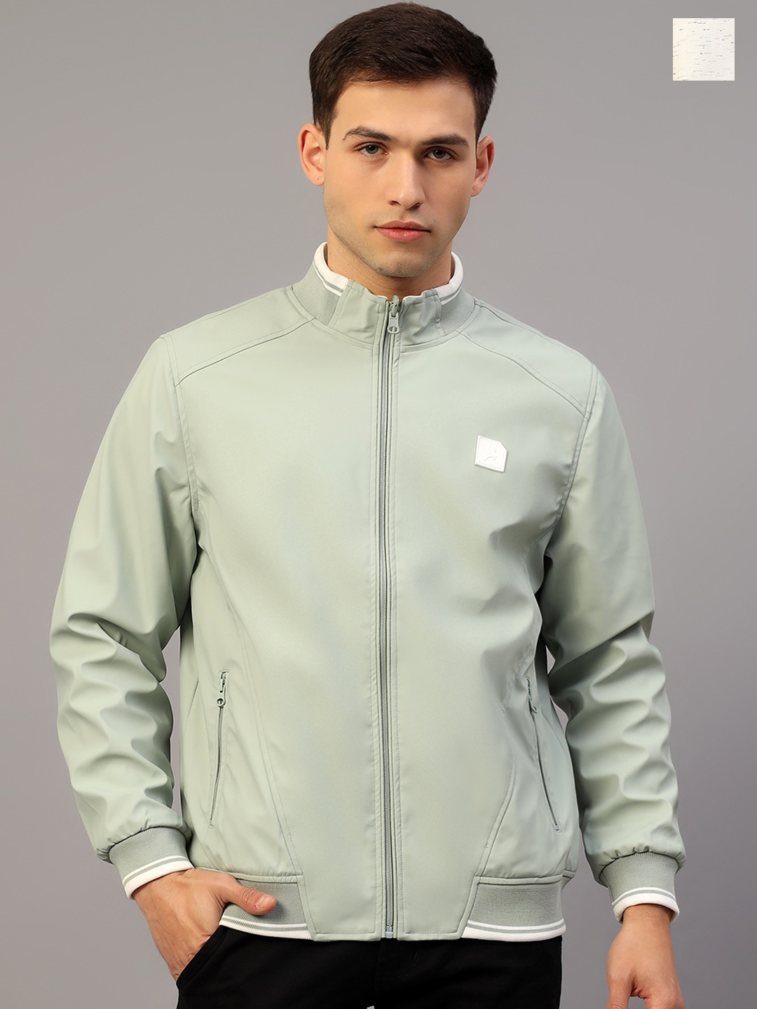 

Trenz Reversible Mock Collar Bomber Jacket, Green