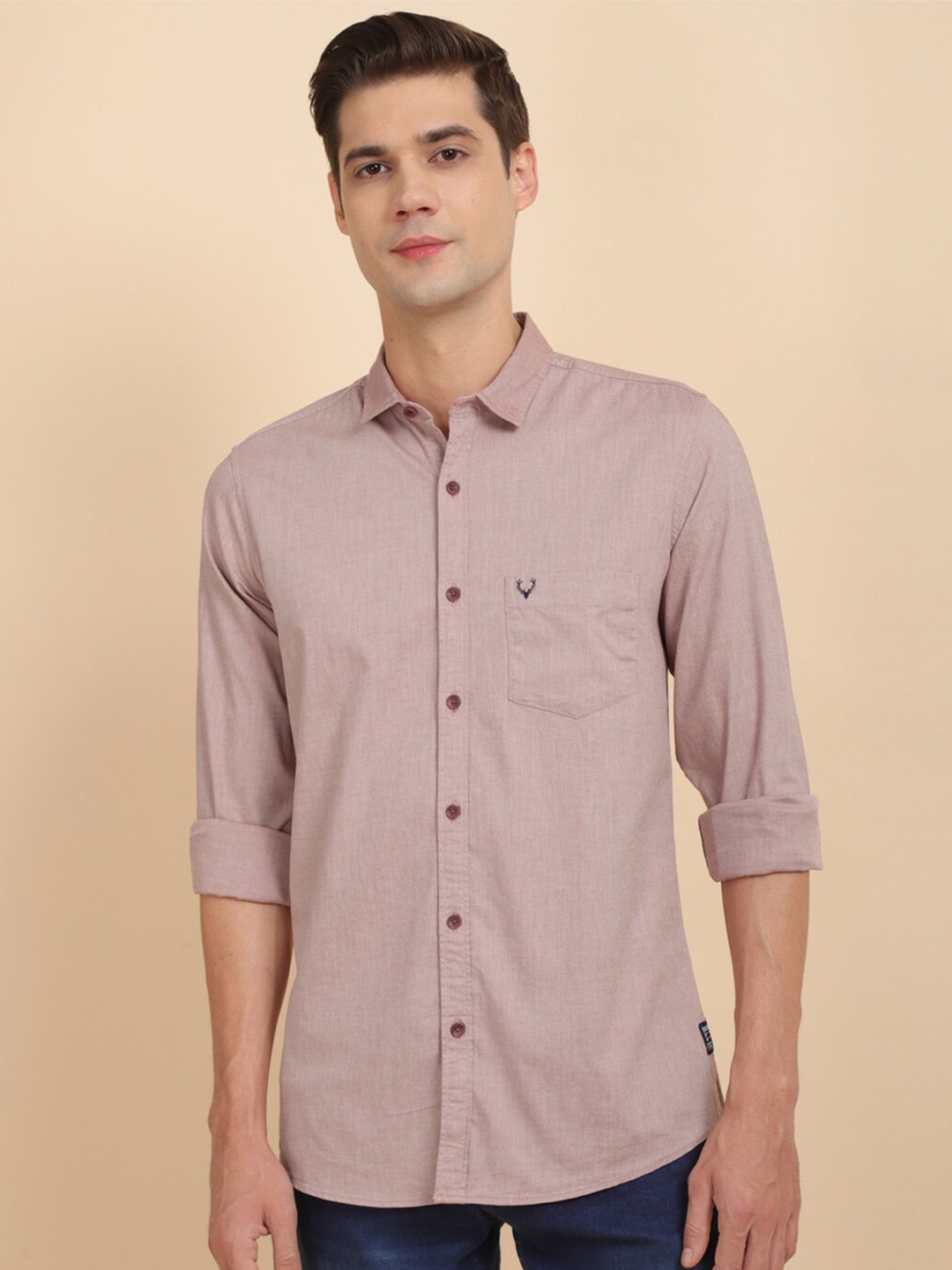 

Allen Solly Cotton Spread Collar Curved Casual Shirt, Pink