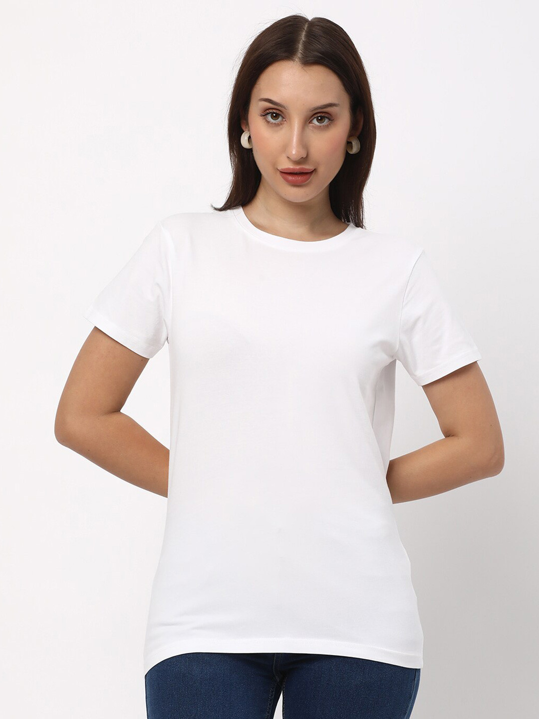 

R&B Round Neck Cotton T-shirt, White