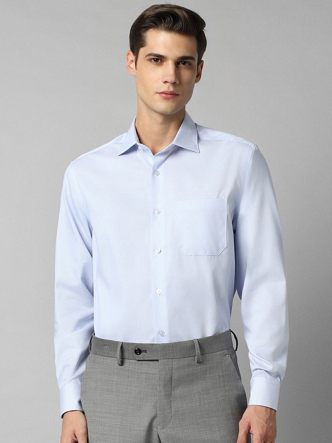 

Louis Philippe Micro Checked Pure Cotton Formal Shirt, Blue