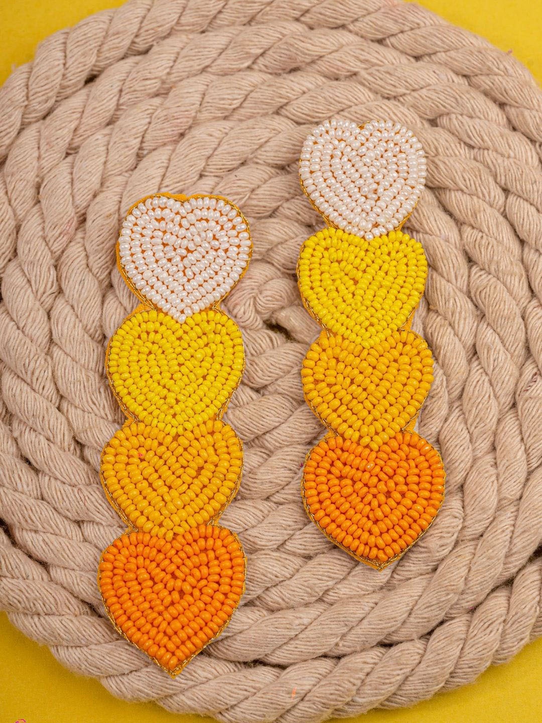 

Crunchy Fashion Artificial Beads Beaded Heart Shaped Drop Earrings, Yellow