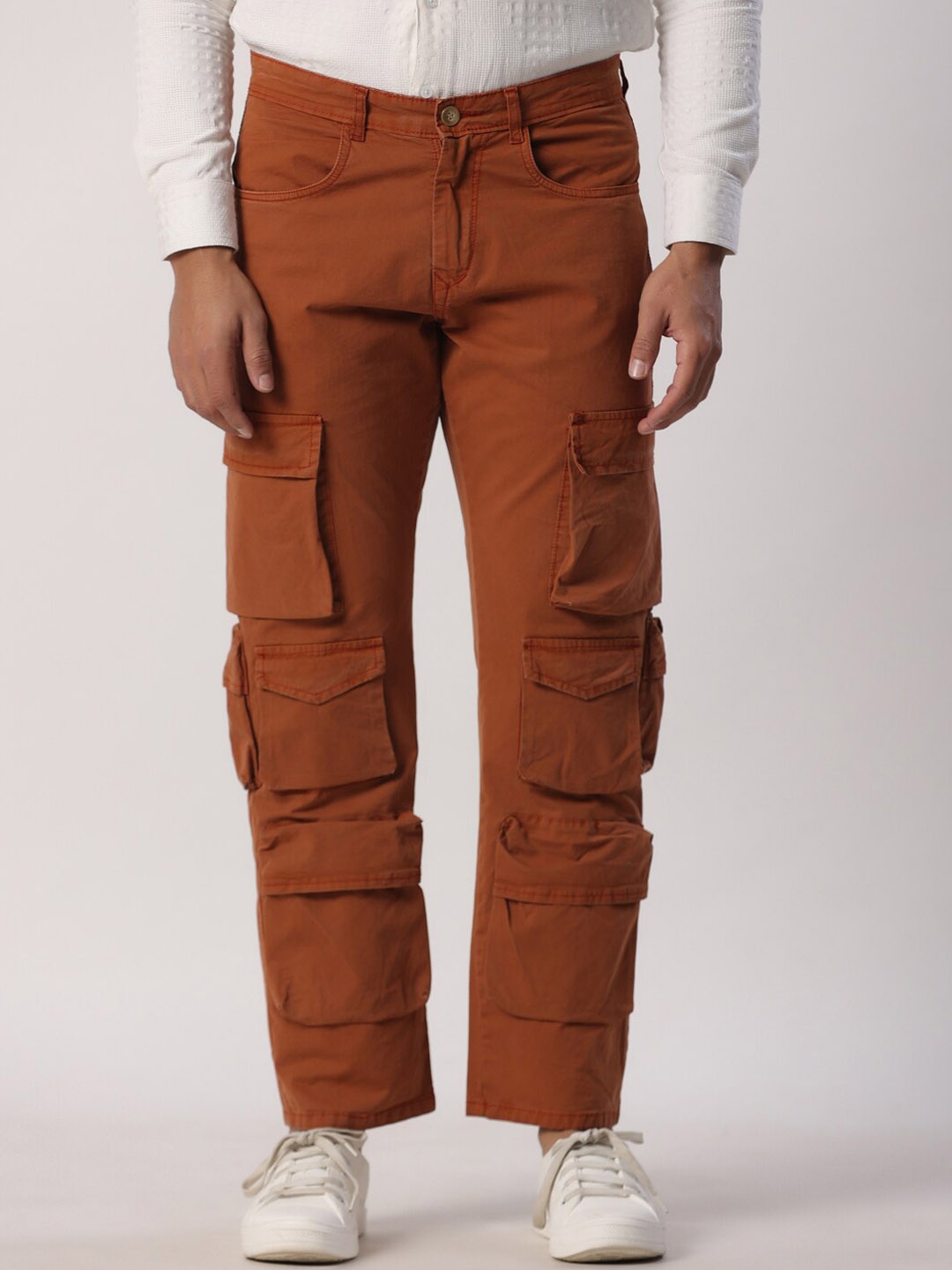 

Tistabene Men Mid Rise Cotton Cargo, Rust