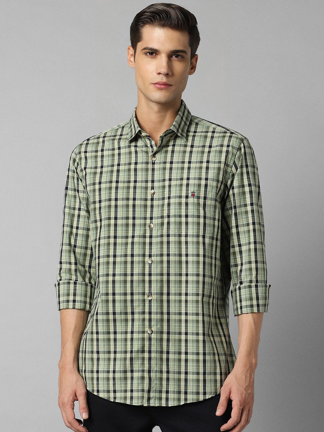 

Louis Philippe Sport Checked Cotton Slim Fit Opaque Casual Shirt, Green