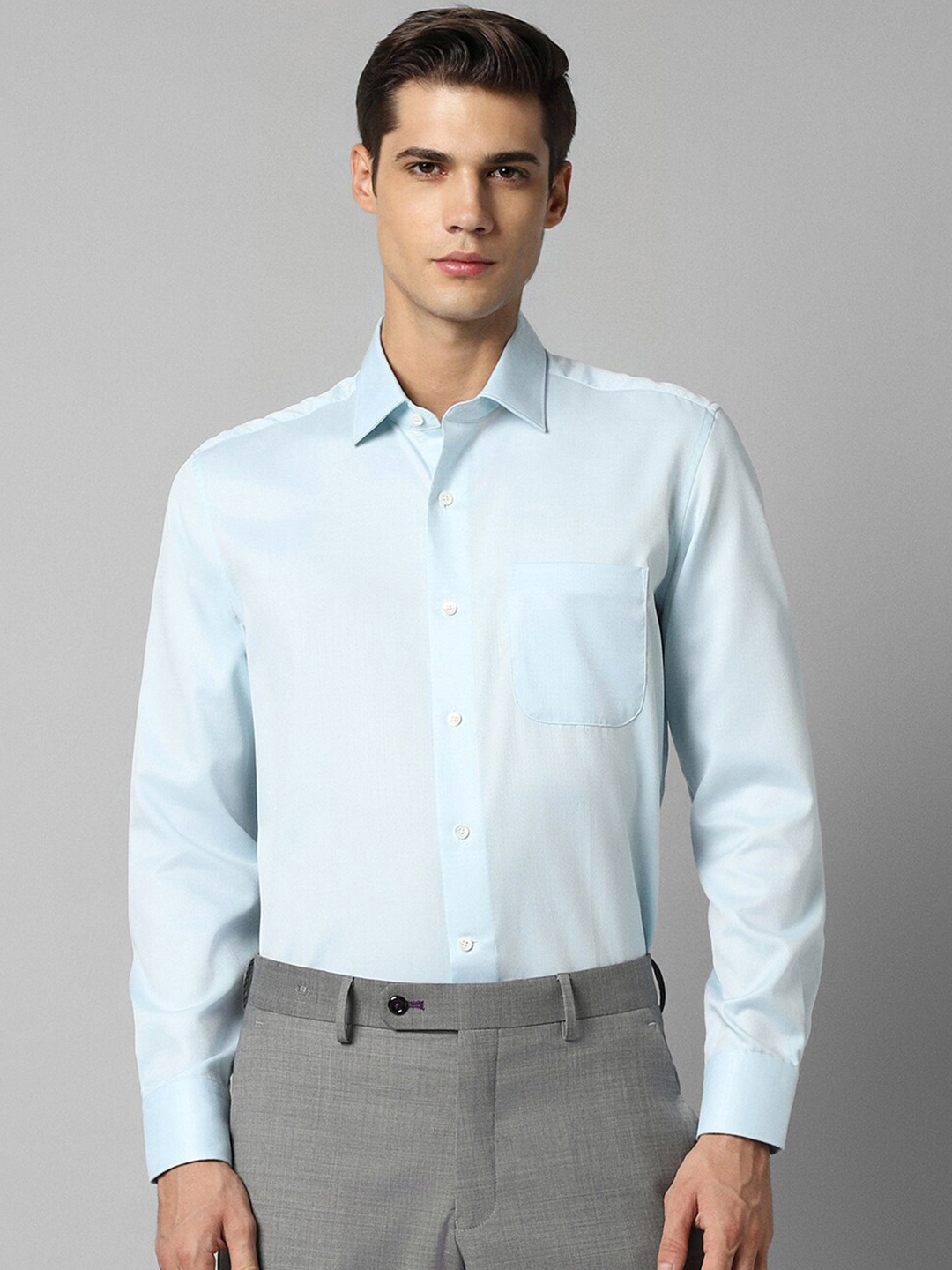 

Luxure by Louis Philippe Spread Collar Slim Fit Opaque Formal Shirt, Blue