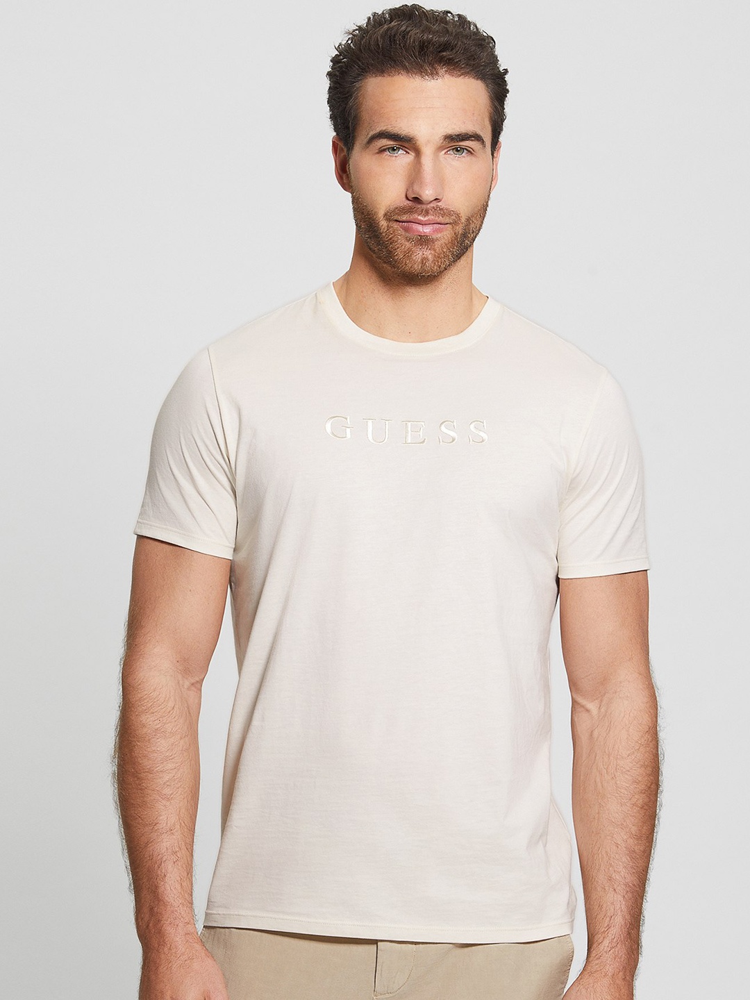 

GUESS Slim Fit Pure Cotton T-shirt, Beige