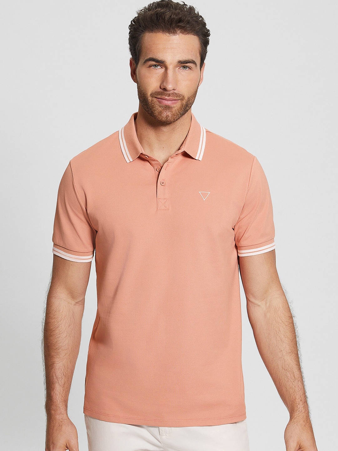 

GUESS Polo Collar T-shirt, Peach