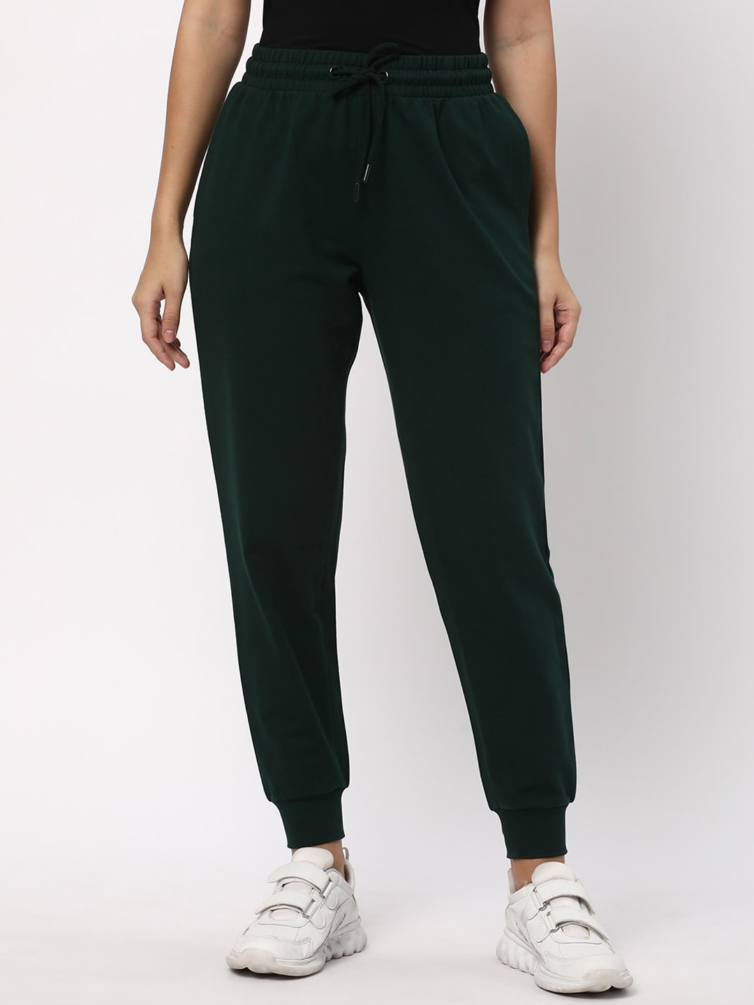 

R&B Women Mid-Rise Cotton Joggers, Green