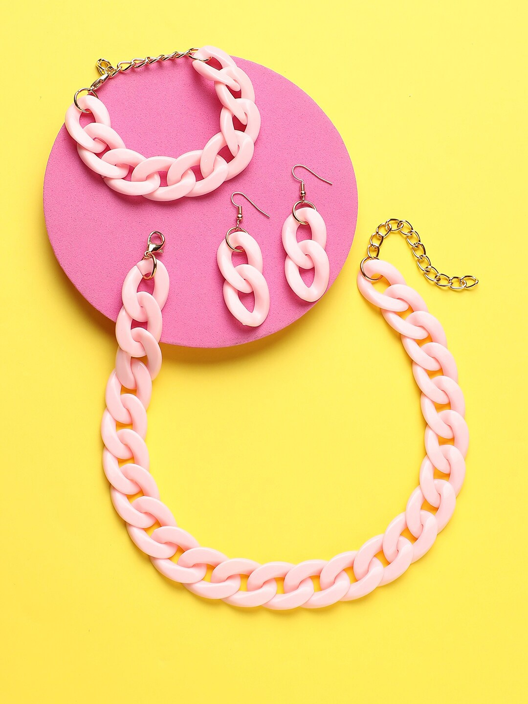 

DressBerry Pink Necklace & Earring With Bracelet
