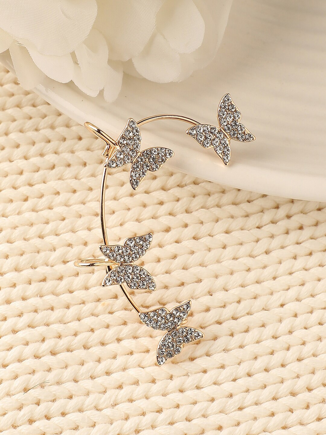 

DressBerry Gold-Plated Studded Ear Cuffs, Silver