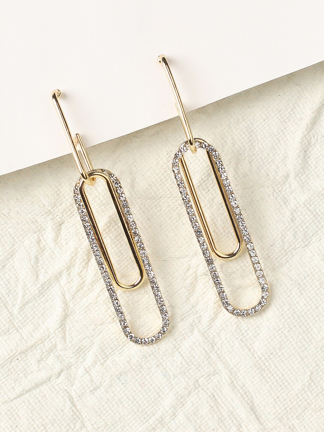 

DressBerry Gold-Plated Studded Contemporary Drop Earrings