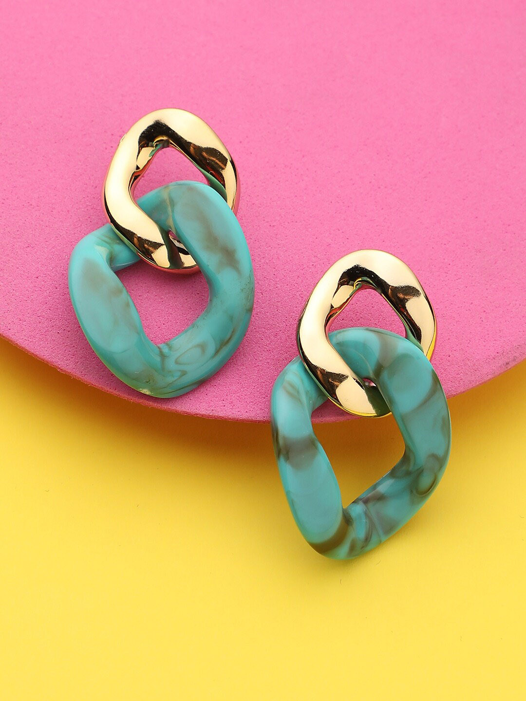 

DressBerry Green Gold Plated Drop Earrings