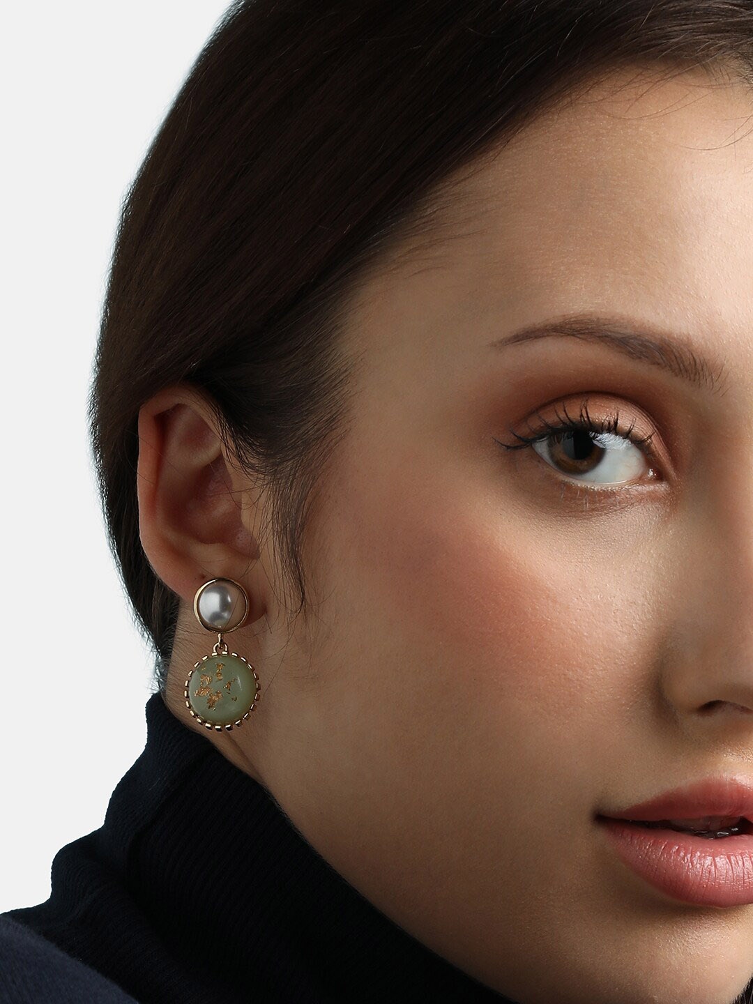 

DressBerry Green Gold-Plated Contemporary Drop Earrings