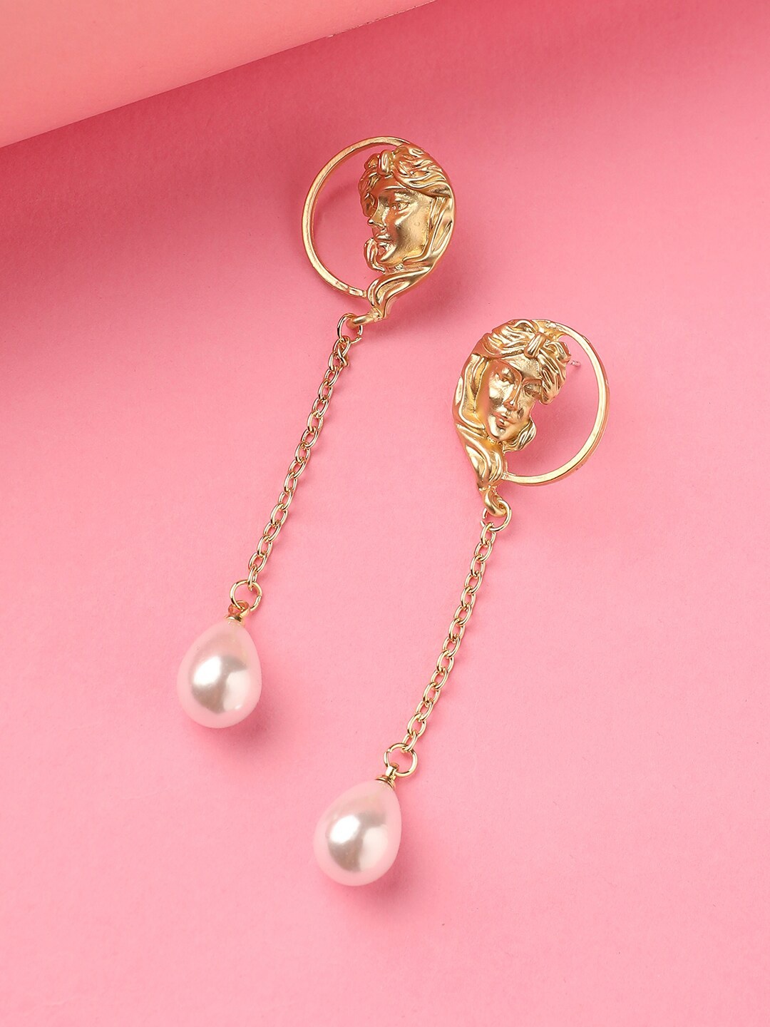 

DressBerry Gold-Plated Beaded Contemporary Drop Earrings