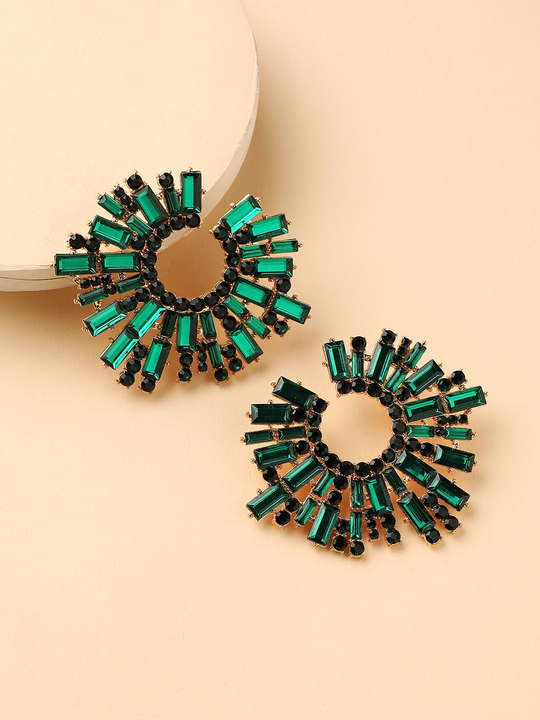 

DressBerry Green Gold-Plated Studs Earrings