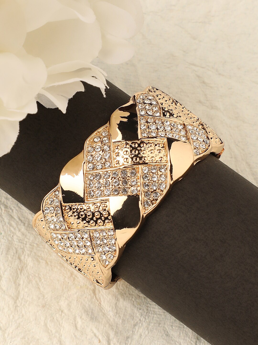 

DressBerry Gold-Toned Gold-Plated Artificial Stones Studded Bracelet