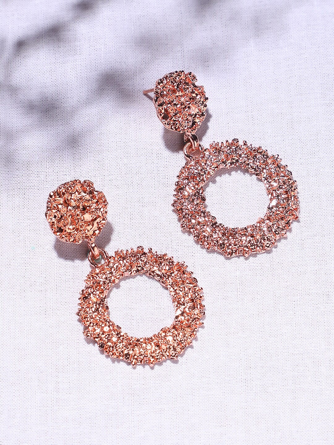 

DressBerry Rose Gold-Plated Stone Studded Drop Earrings