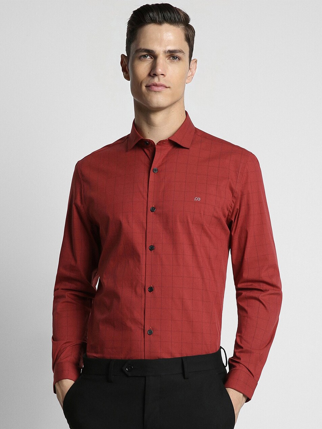 

Peter England Slim Fit Checked Formal Shirt, Red