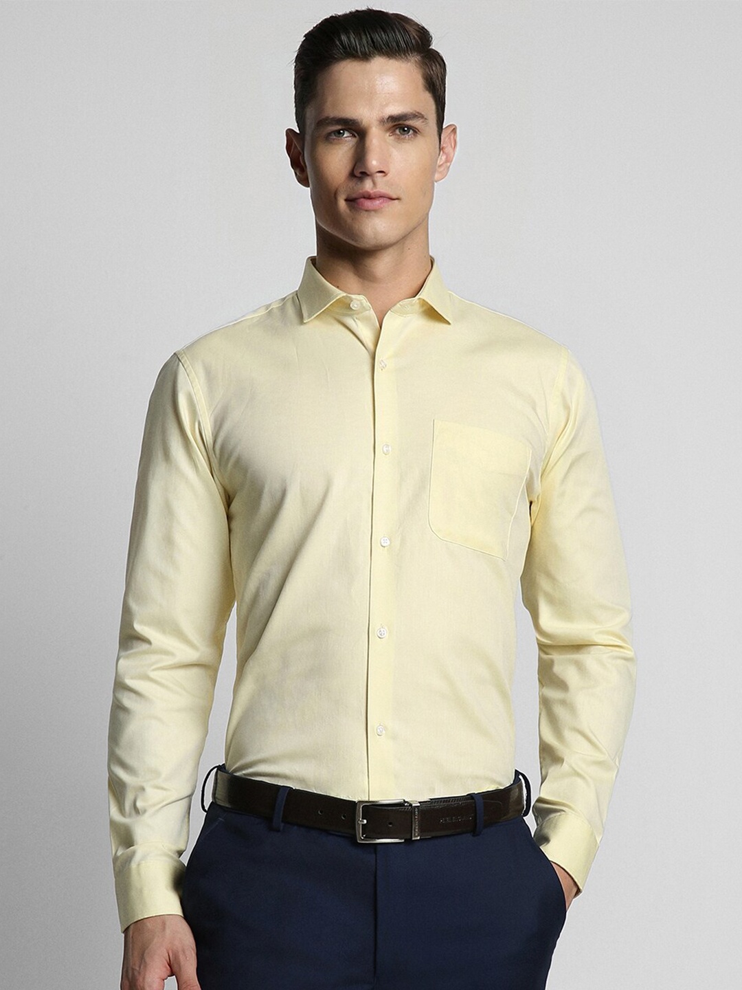 

Peter England Slim Fit Spread Collar Checked Formal Shirt, Yellow