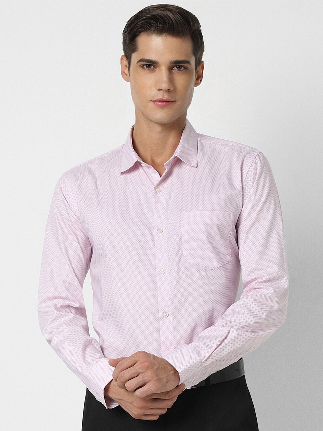 

Peter England Micro Ditsy Printed Pure Cotton Formal Shirt, Pink