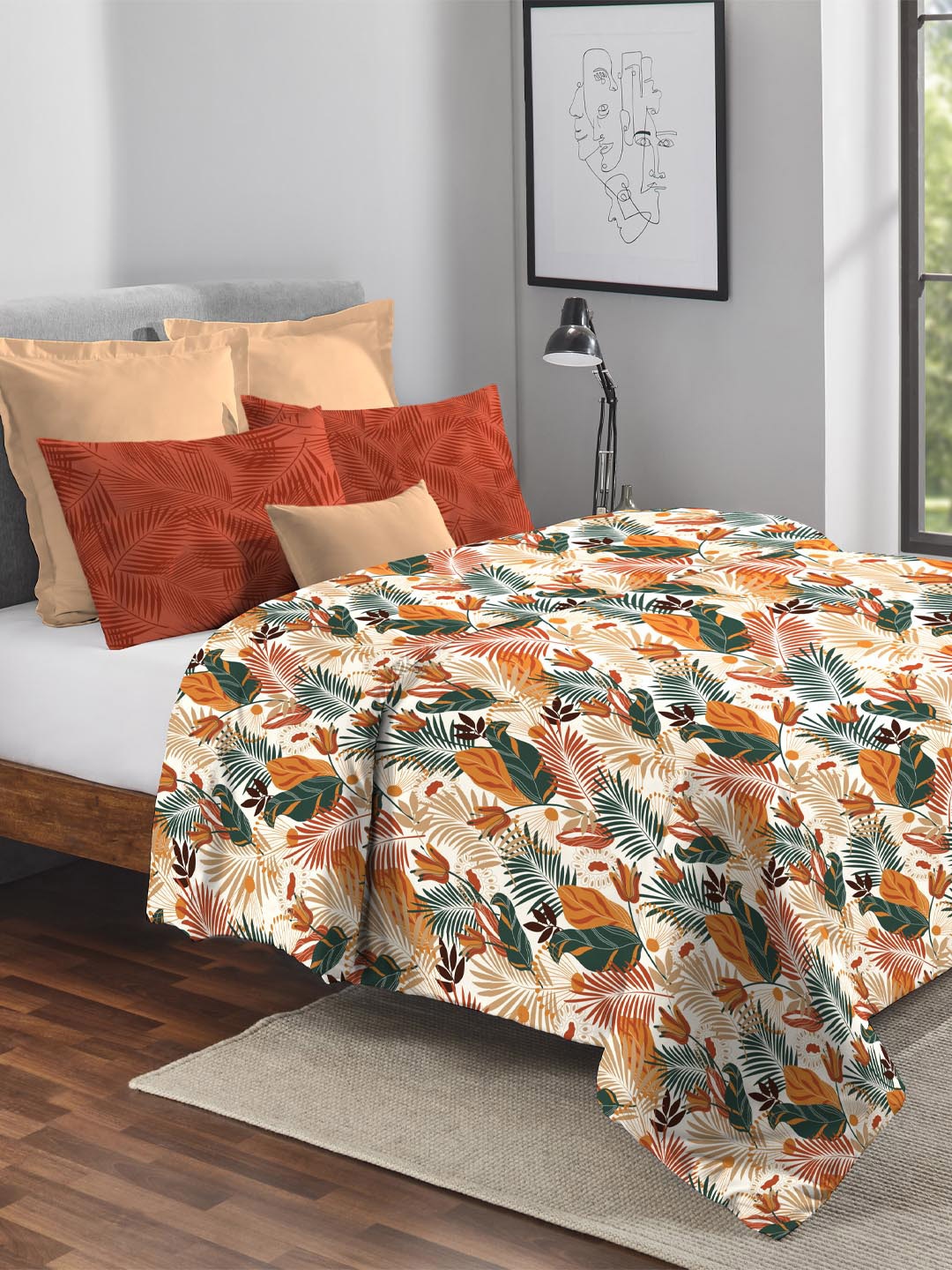 

MYTRIDENT Urban Comfort Green Floral Cotton AC Room 120 GSM Double Bed Comforter