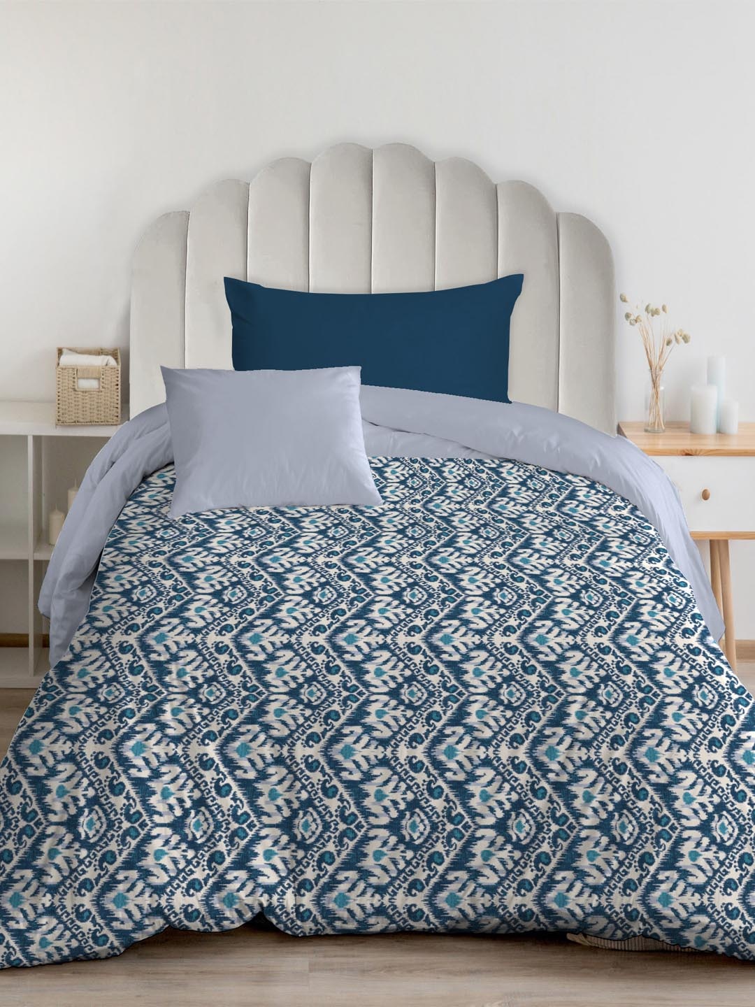 

MYTRIDENT Urban Comfort Red Floral Cotton AC Room 120 GSM Single Bed Comforter, Off white