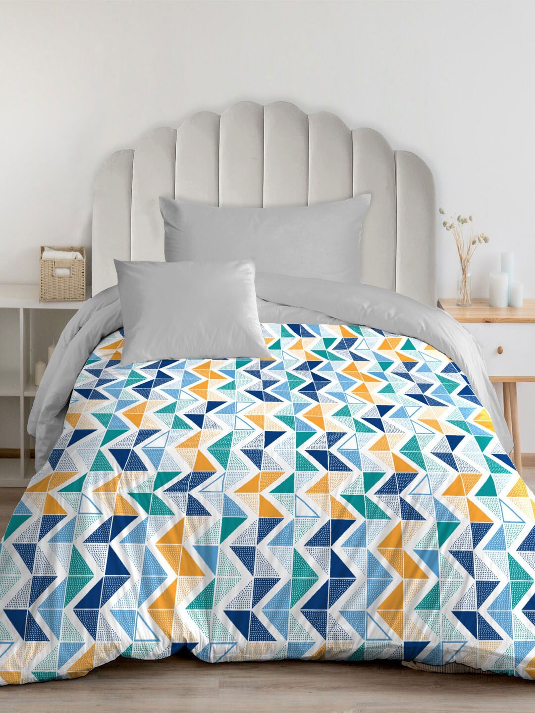 

MYTRIDENT Blue Printed Cotton AC Room 120 GSM Single Bed Comforter