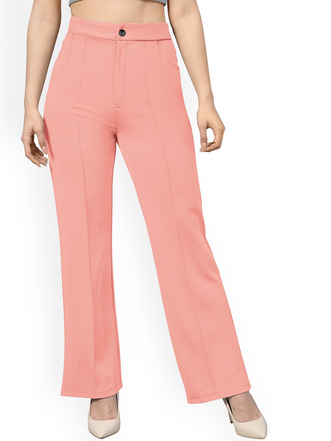 

BAESD Women Mid Rise Parallel Trousers, Peach