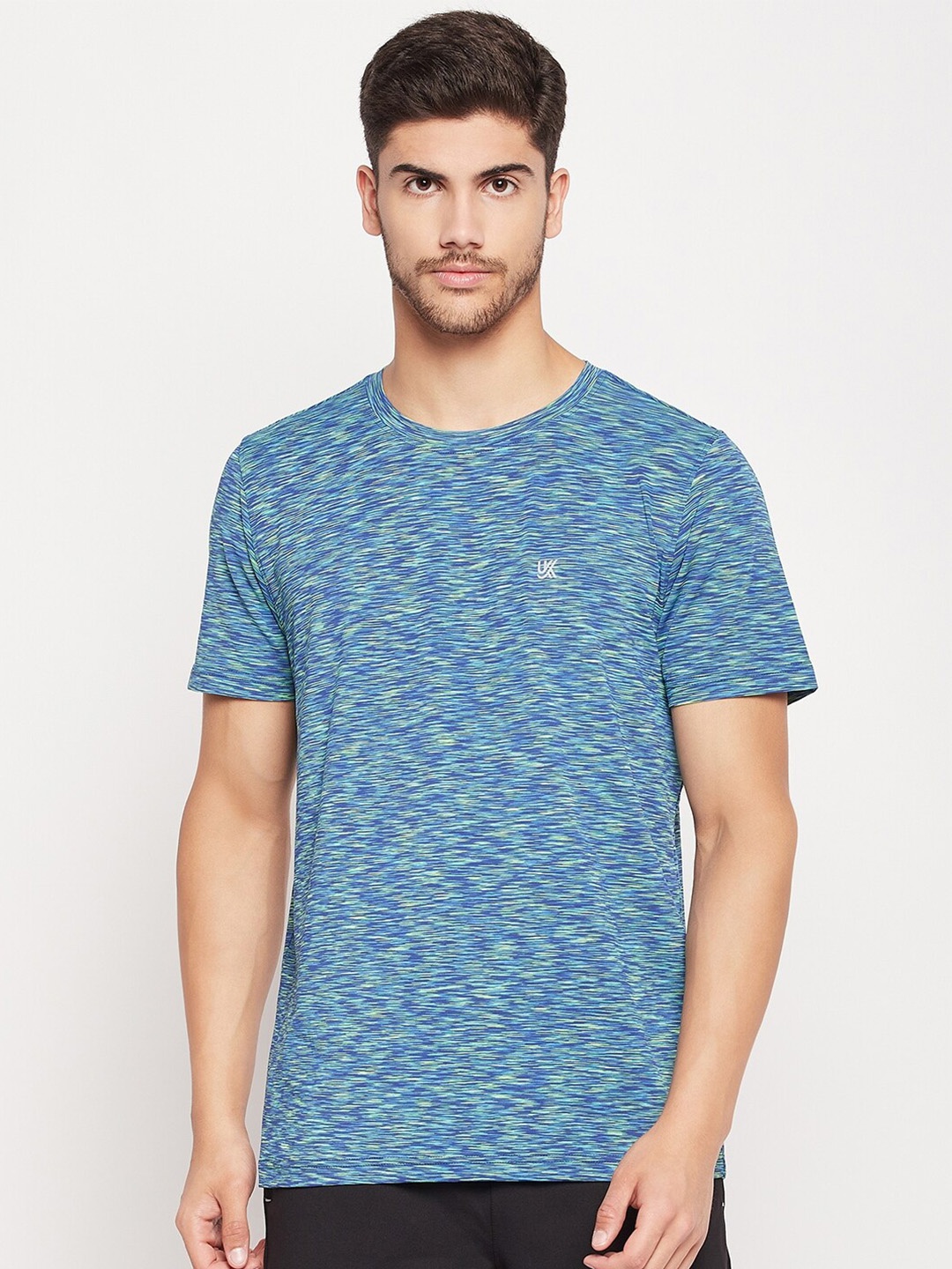 

URKNIT Abstract Printed Round Neck Cotton T-shirt, Blue