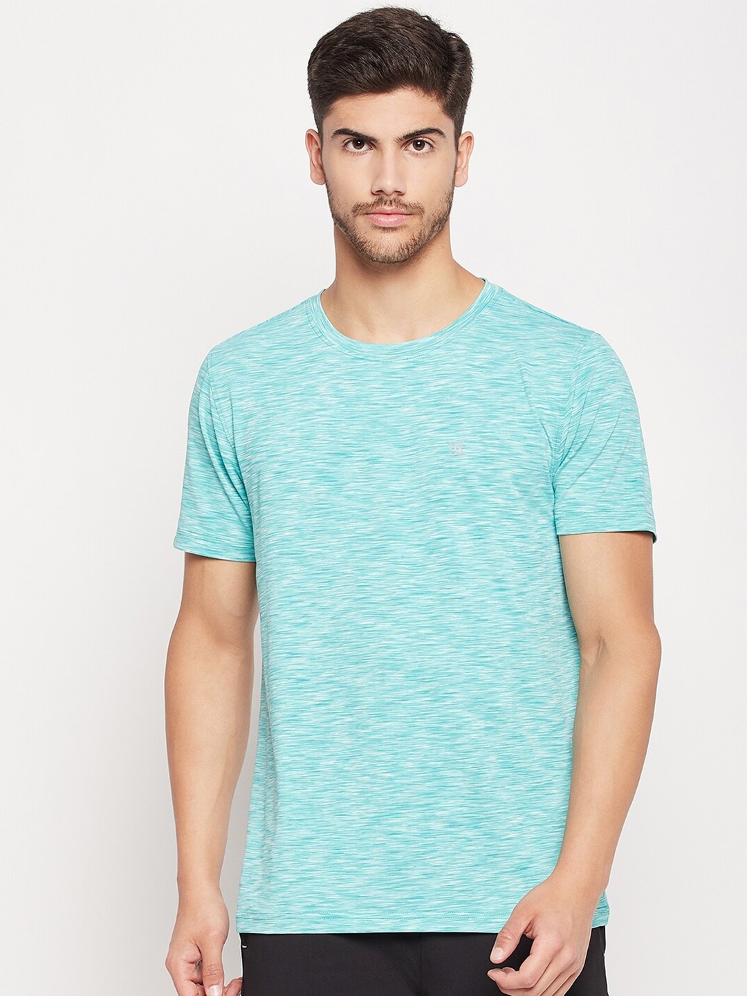 

URKNIT Abstract Printed Round Neck Cotton T-shirt, Blue
