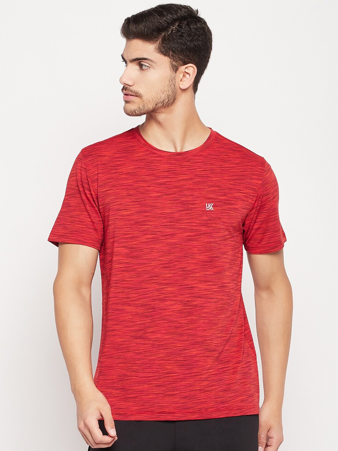 

URKNIT Abstract Printed Round Neck Cotton T-shirt, Red