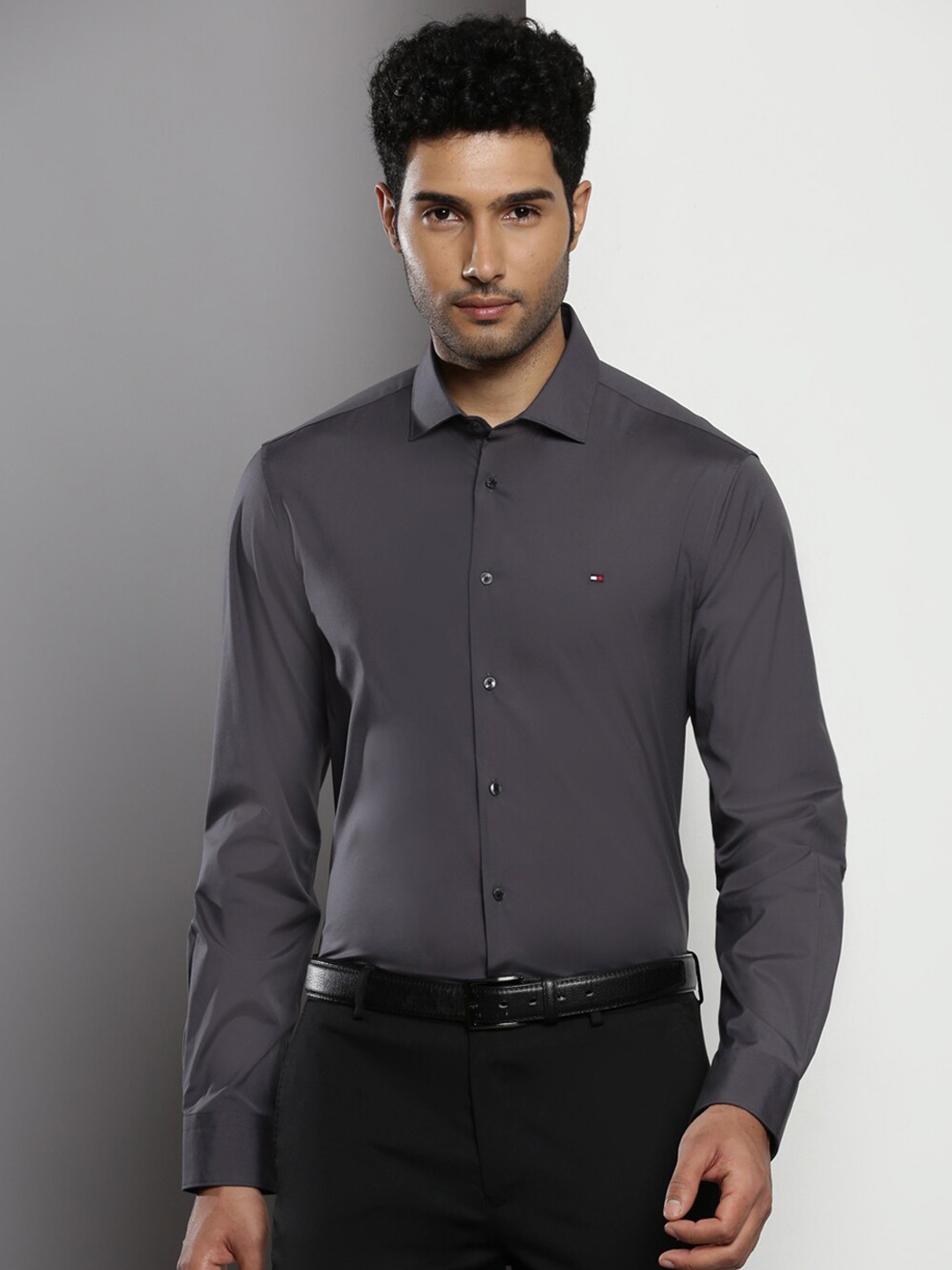 

Tommy Hilfiger India Slim Spread Collar Formal Shirt, Grey