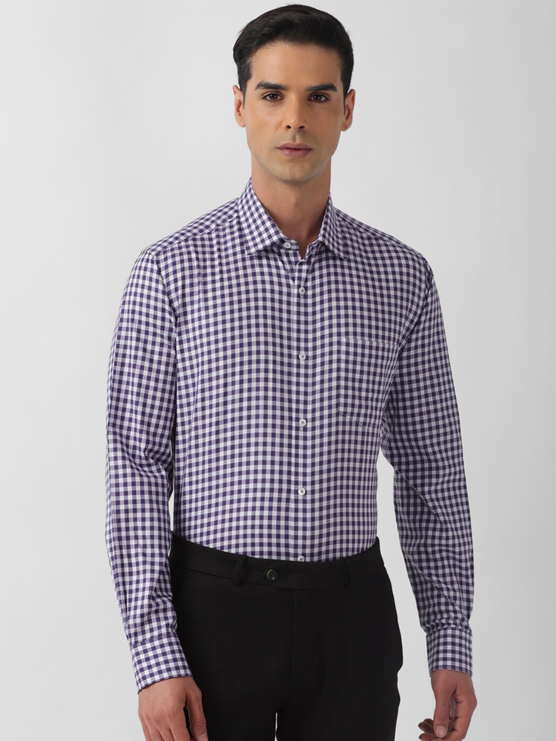 

Van Heusen Gingham Checked Pure Cotton Formal Shirt, Purple