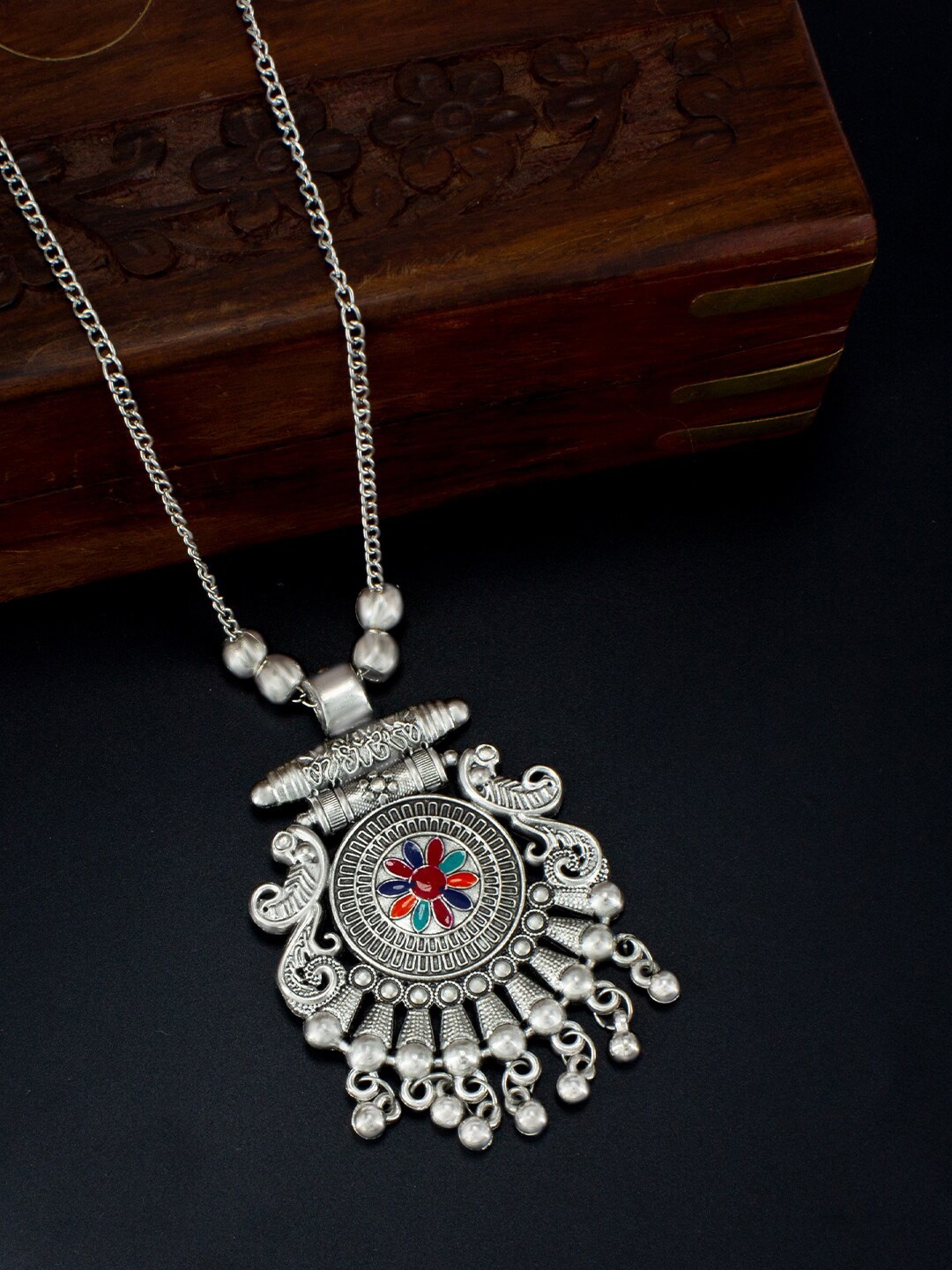 

PRIVIU Silver-Plated Oxidised Necklace