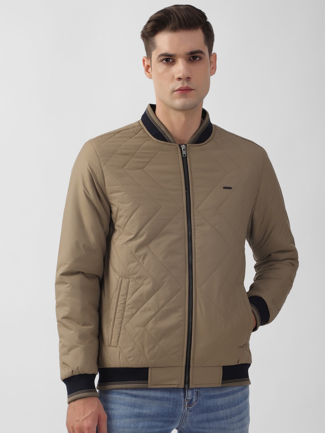 

PETER ENGLAND UNIVERSITY Stand Collar Bomber Jacket, Khaki