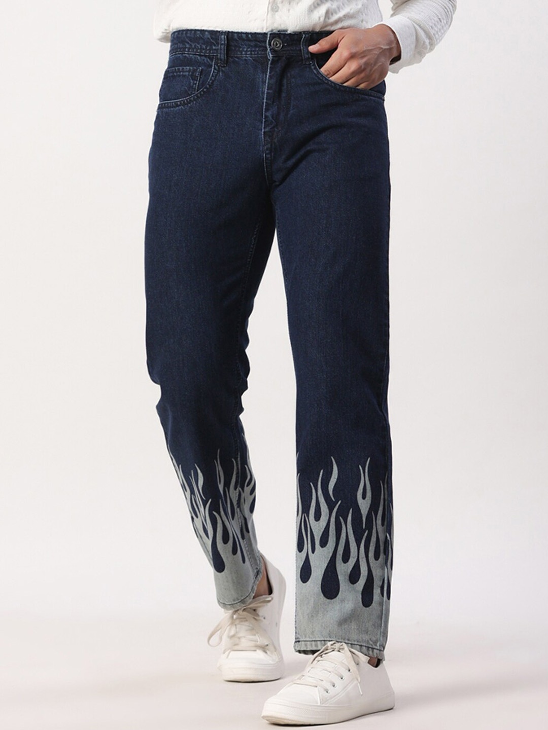 

Tistabene Men Comfort Straight Fit Printed Stretchable Jeans, Blue