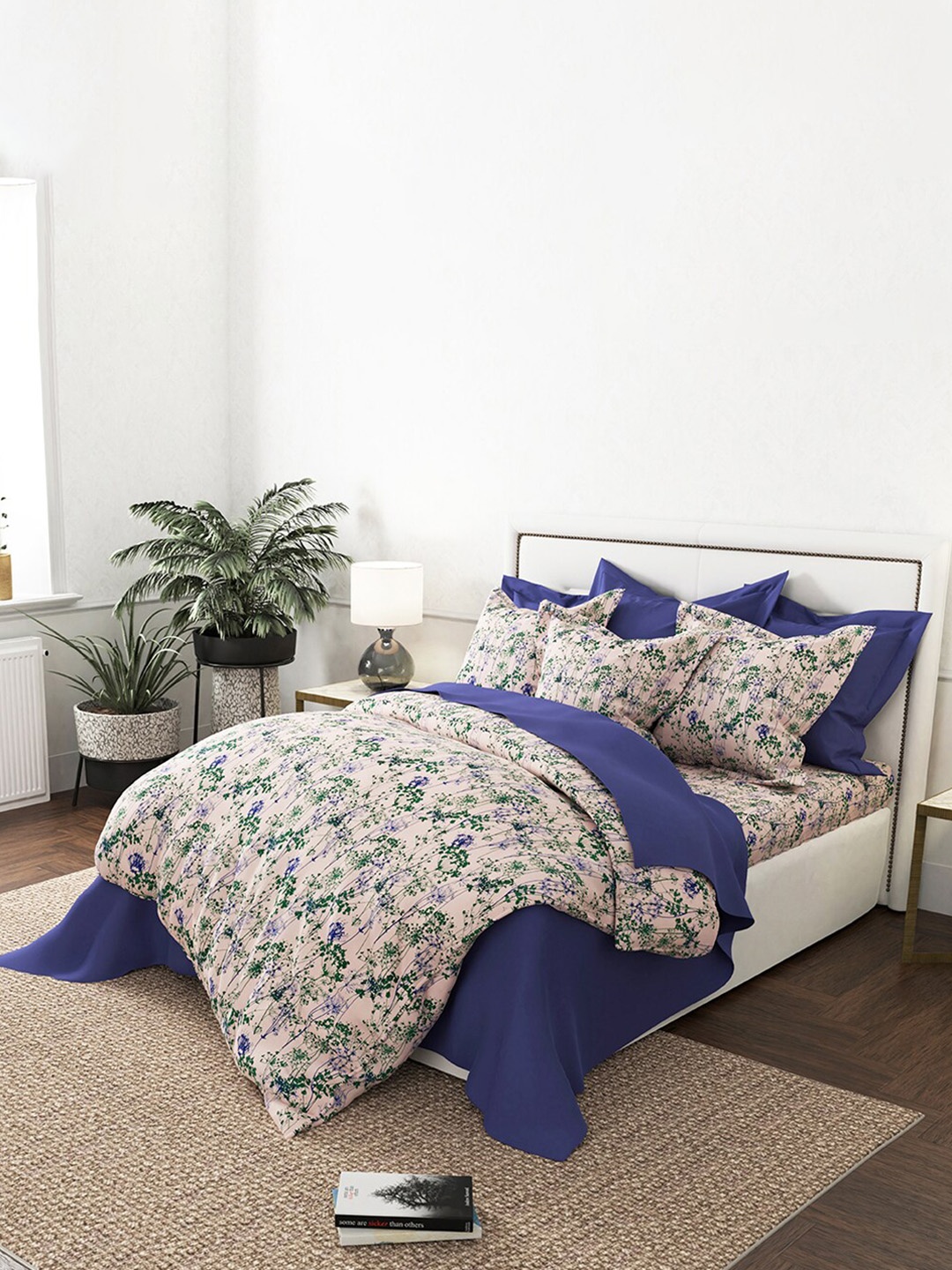 

By Adab Green White Floral Duvet Cover