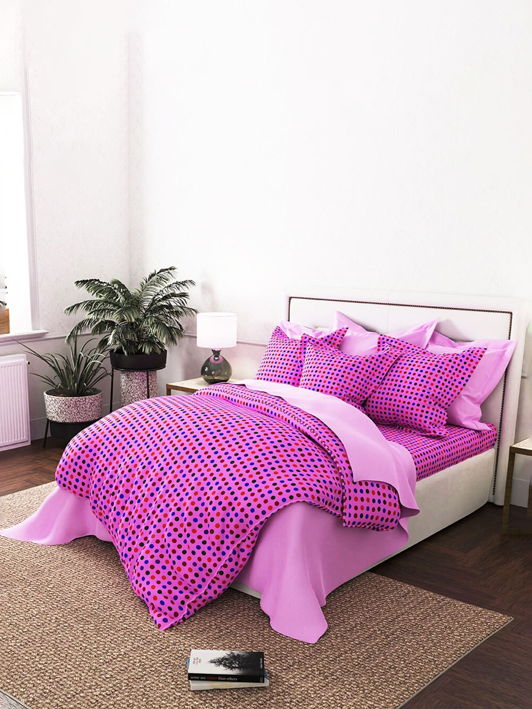 

By Adab Pink Printed Egyptian Cotton Double King Duvet Cover & 2 Pieces Pillow Covers