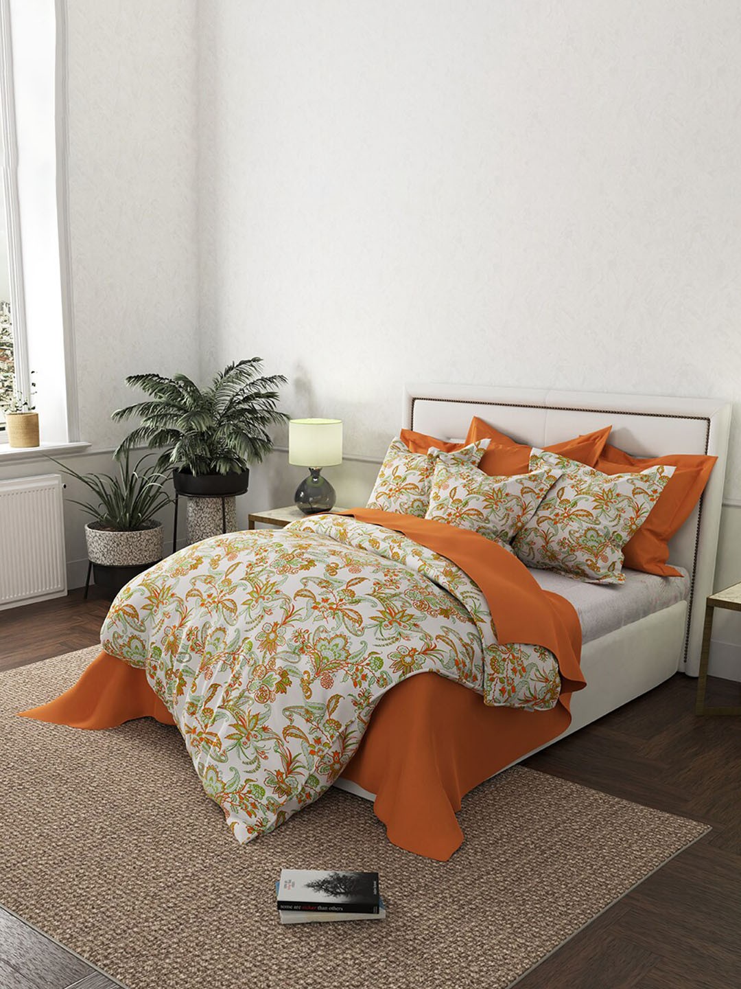 

By Adab White Printed Egyptian Cotton Double King Duvet Cover & 2 Pieces Pillow Covers