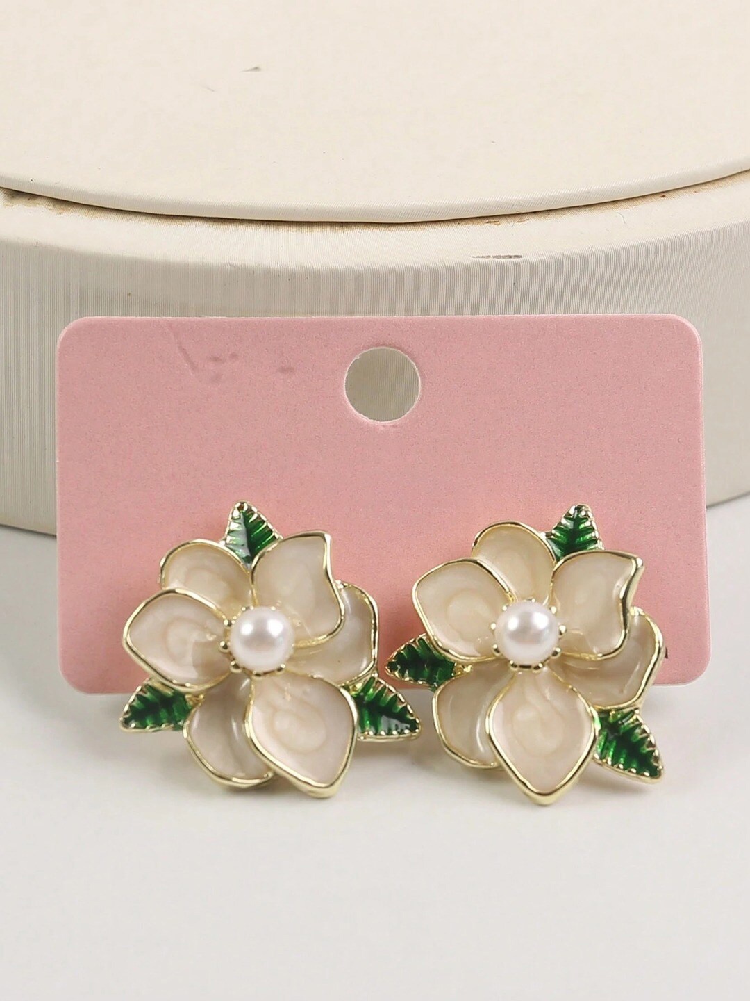 

Krelin Gold-Plated Studded Floral Studs, White