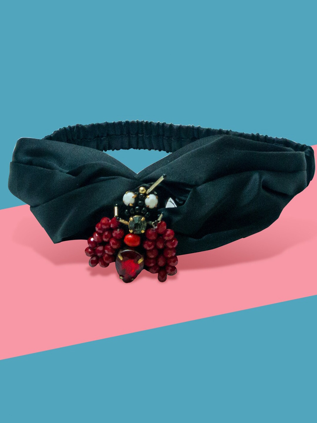 

HAIR DRAMA CO. Embellished Fabric Hairband, Black