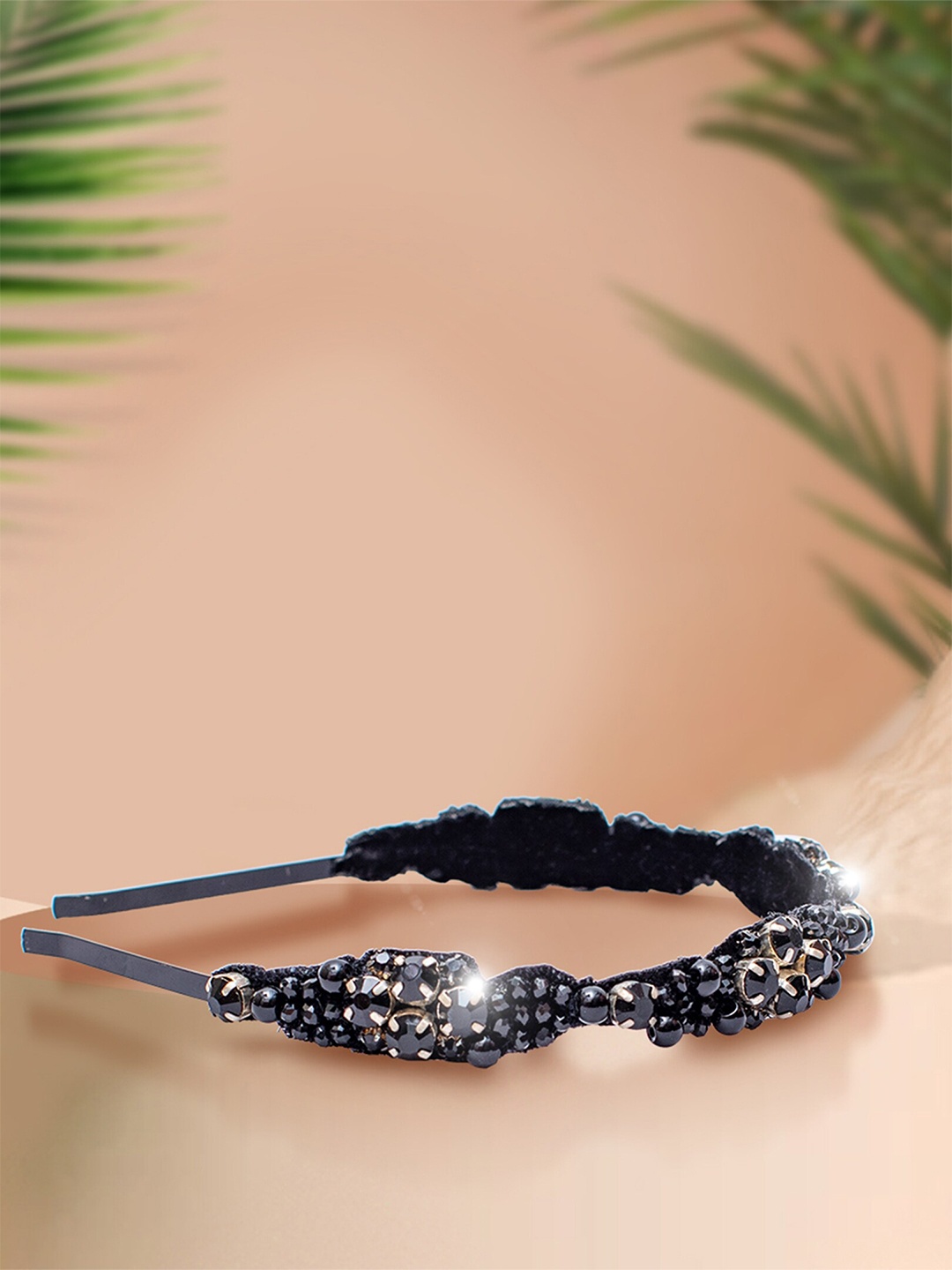 

HAIR DRAMA CO. Embellished Fabric Hairband, Black