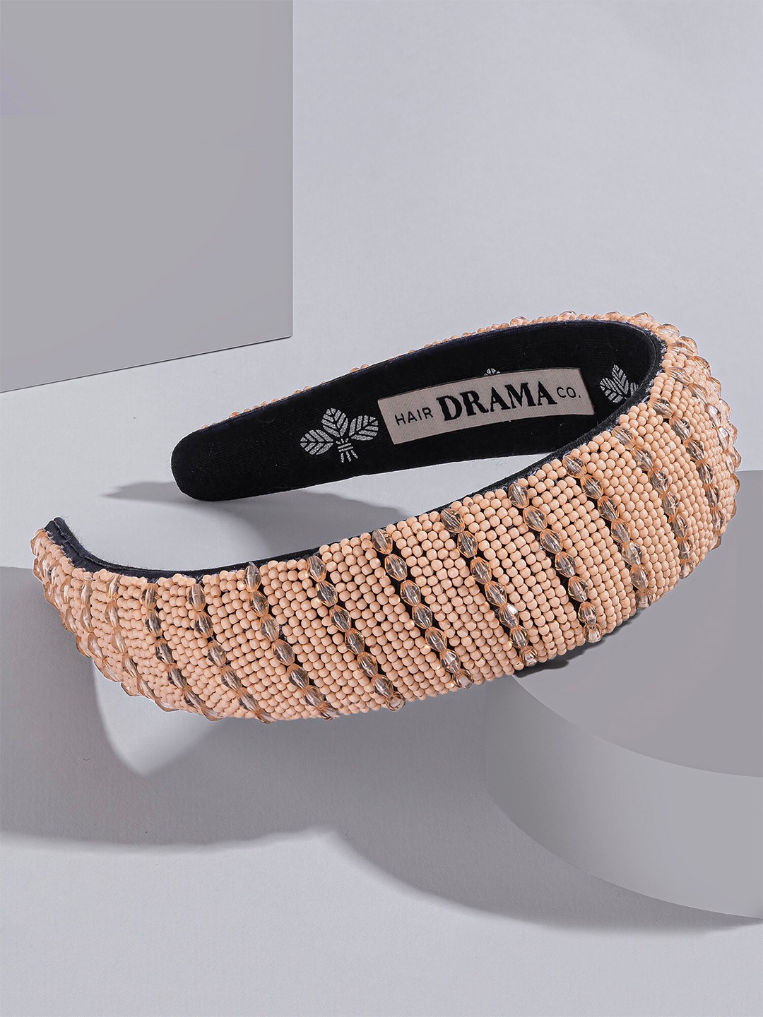 

HAIR DRAMA CO. Embellished Fabric Hairband, Beige