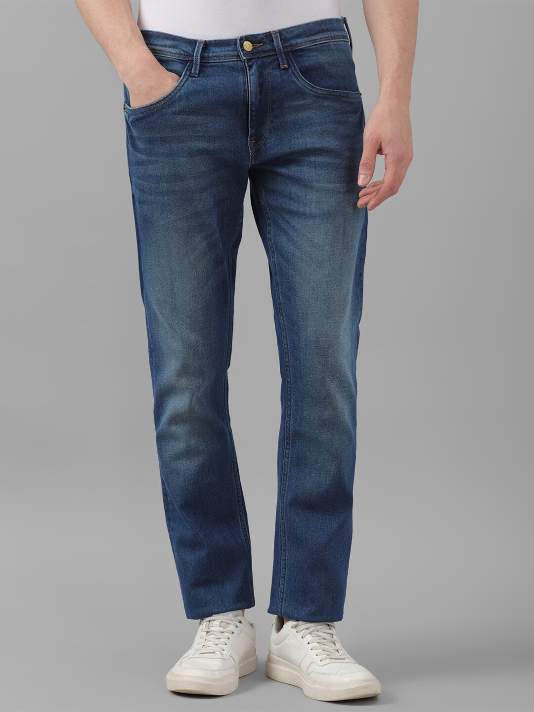 

Allen Solly Men Slim Fit Mid-Rise Heavy Fade Clean Look Stretchable Jeans, Navy blue