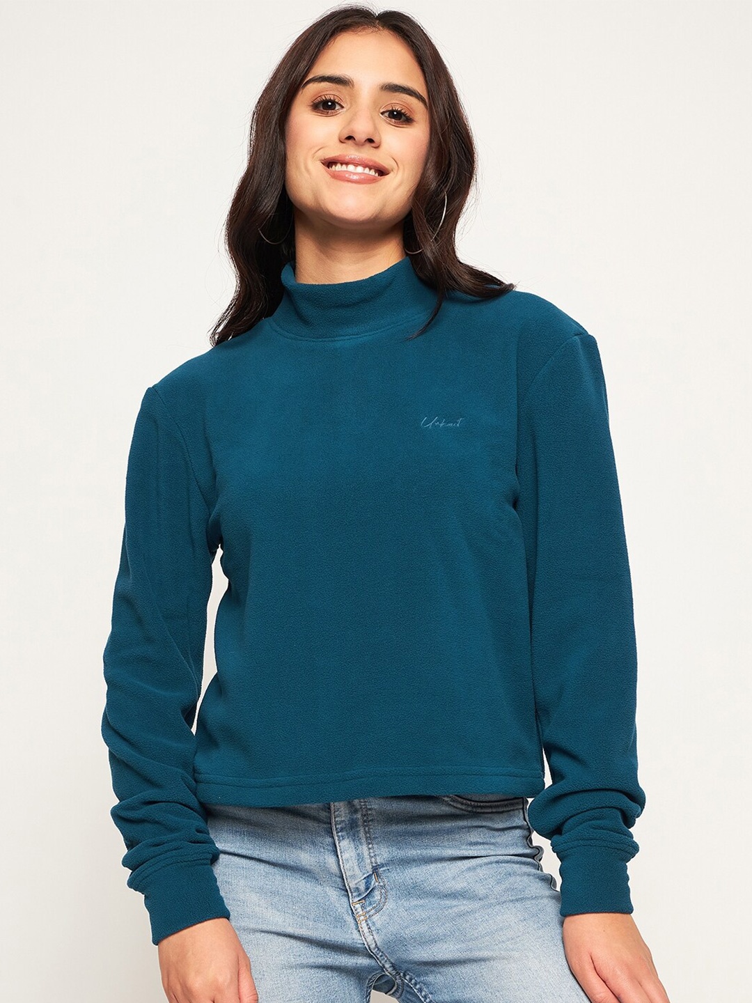 

URKNIT Turtle Neck Long Sleeves Pullover, Blue